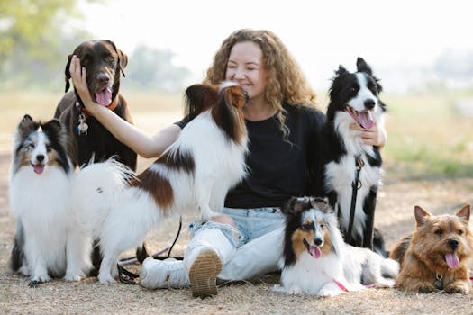 happy doodle with owner