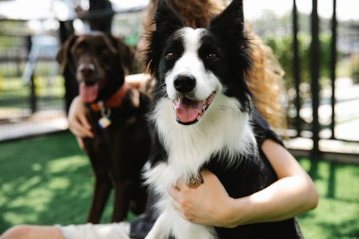 Happy doodle enjoying a day out with their owner