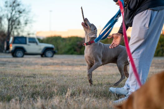 Doodle playing fetch with its owner