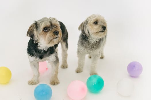 colorful dog toys and play area