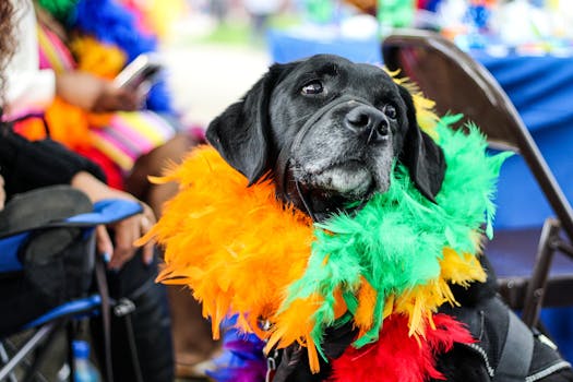 pet enjoying a Doodles-themed accessory